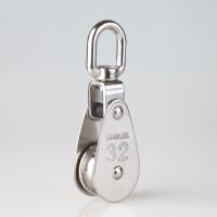 Umlenkrolle / Blockseilrolle Edelstahl Ø 32 mm mit...