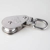 Umlenkrolle / Blockseilrolle Edelstahl Ø 32 mm mit drehbarem Wirbel – für Kabel und Seile bis Ø 10 mm