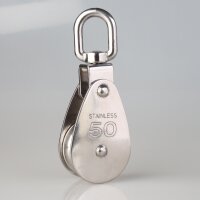 Umlenkrolle / Blockseilrolle Edelstahl Ø 50 mm mit...