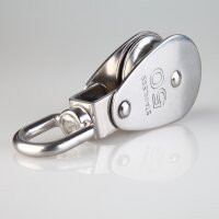 Umlenkrolle / Blockseilrolle Edelstahl Ø 50 mm mit drehbarem Wirbel – für Kabel und Seile bis Ø 10 mm