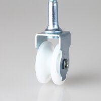 Umlenkrolle / Vogelrolle Nylon Ø 30 mm mit Holzgewinde – für Kabel und Seile bis Ø 9 mm