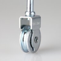 Umlenkrolle / Vogelrolle Metall Ø 30 mm mit Holzgewinde – für Kabel und Seile bis Ø 5 mm