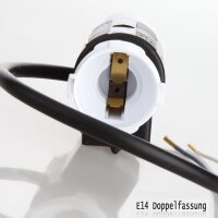 E14 Doppel-Lampenfassung 2A/250 V T150 mit Anschlusskabel – Amica 1016134 YT405.1000.01
