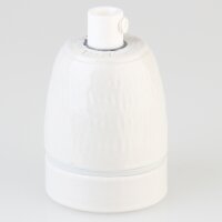 E27 Premium Porzellan-Lampenfassung glasiert, inkl. Kunststoff-Zugentlaster weiß 250V/4A M10x1 IG