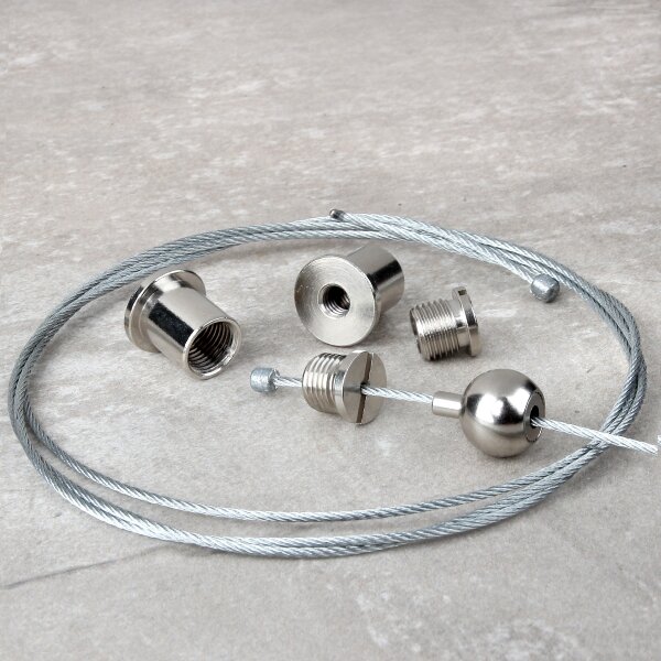 Befestigungs-Set für Ast-Lampe 2x Stahlseil, 2x Seilstopper
