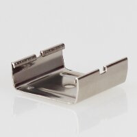 Stromschienen-Clip für Eutrac-Schiene, passend für Seilstopper, vernickelt, 30x32x11,5 mm