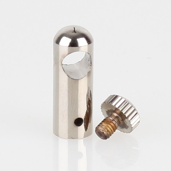 Messing Stahlseilhalter mit 1 Klemmschraube, vernickelt, Ø 9 mm