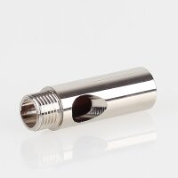 M10x1x7 mm Außengewinde Messing Verlängerung mit Kabelausgang, vernickelt, Ø 12 mm