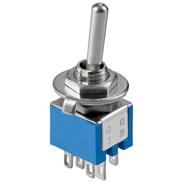 Miniatur Kippschalter blau 3A/250V 2xUM 6 Pins Goobay