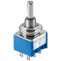Miniatur Kippschalter blau 3A/250V EIN/AUS/EIN 6 Pins Goobay