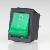 Beleuchteter Wippschalter 2-polig, grüne LED,...