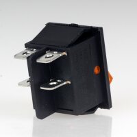 Beleuchteter Wippschalter 2-polig, gelbe LED-Wippe, 250V/16A, mit PVC-Schutzkappe