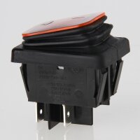 interBär Wippschalter 2-polig, IP65 spritzwassergeschützt, gelb beleuchtet, 250V/16A, 30x22 mm