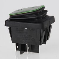interBär Wippschalter 2-polig, IP65 spritzwassergeschützt, grün beleuchtet, 250V/16A, 30x22 mm