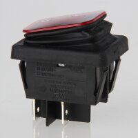 interBär Wippschalter 2-polig, IP65 spritzwassergeschützt, rot beleuchtet, 250V/16A, 30x22 mm