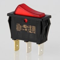 interBär Wippschalter 1-polig, rot beleuchtet, 250V/16A, 30x11 mm