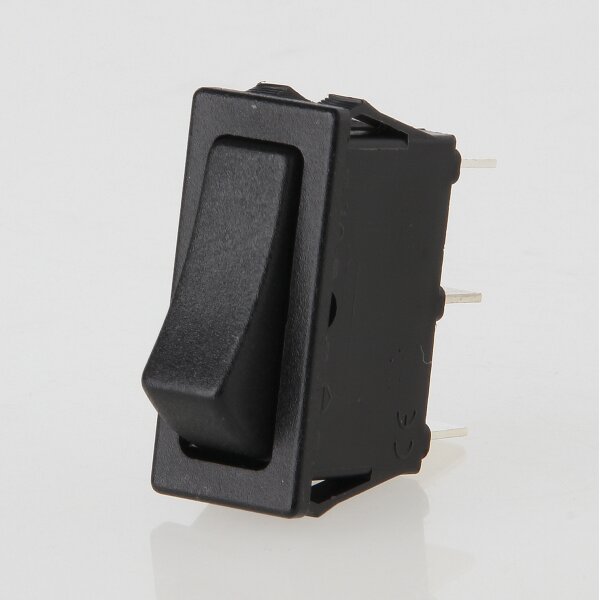 interBär Wippschalter 1-polig, schwarz, Umschalter ohne Mittelstellung, 250V/16A, 30x11 mm