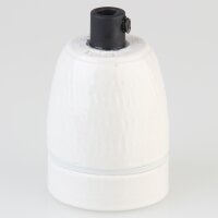 E27 Premium Porzellan-Lampenfassung glasiert, inkl. Kunststoff-Zugentlaster schwarz 250V/4A M10x1 IG