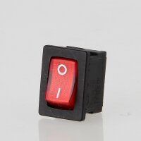 Wippschalter rot beleuchtet 1-polig 19x13 mm 250V/10A