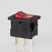 Wippschalter rot beleuchtet 1-polig 19x13 mm 250V/10A