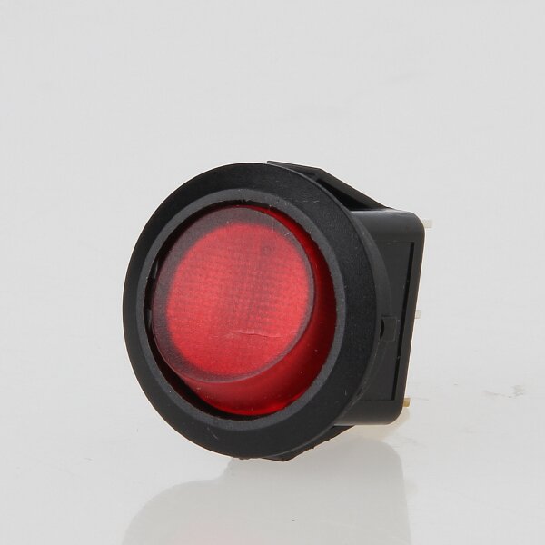 interBär Wippschalter 1-polig, rot beleuchtet, 250V/10A, Ø 20 mm