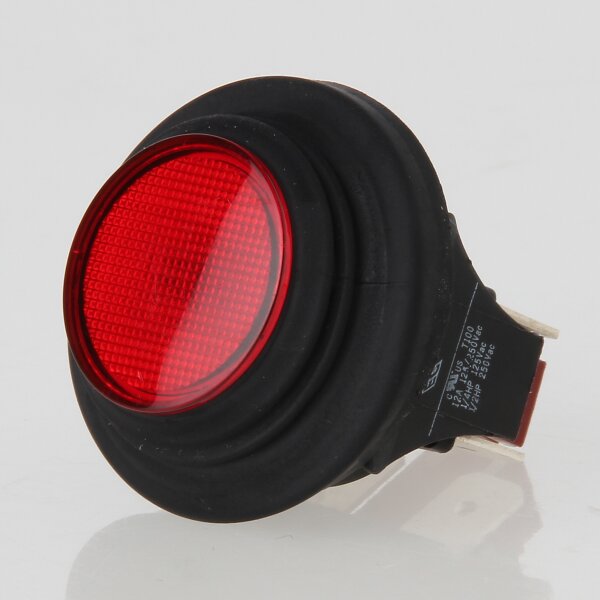Drucktasten-Schalter rund rot beleuchtet 2-polig 25 mm 250V/16A IP65