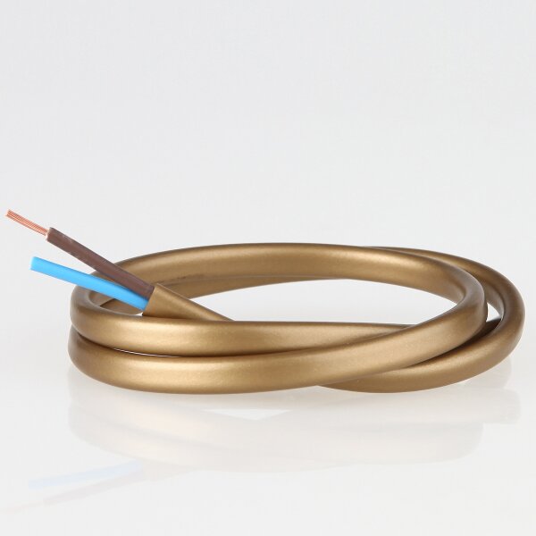 PVC-Lampenkabel gold 2-adrig 2x0,75 mm² H03VVH2-F – Flachkabel - Meterware