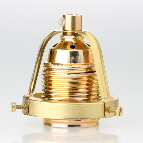 Lampen-Glashalter Set mit E27 Premium-Fassung und Zugentlaster, vermessingt 62x57