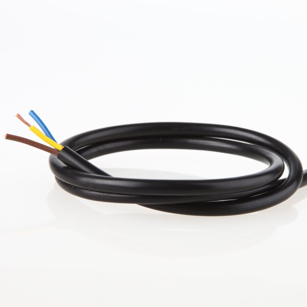 PVC-Lampenkabel schwarz 3-adrig 3x0,75 mm² H03VV-F – Rundkabel - Meterware