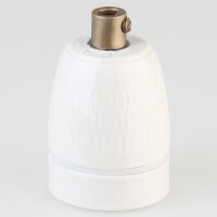 E27 Premium Porzellan-Lampenfassung glasiert, inkl. Kunststoff-Zugentlaster gold 250V/4A M10x1 IG