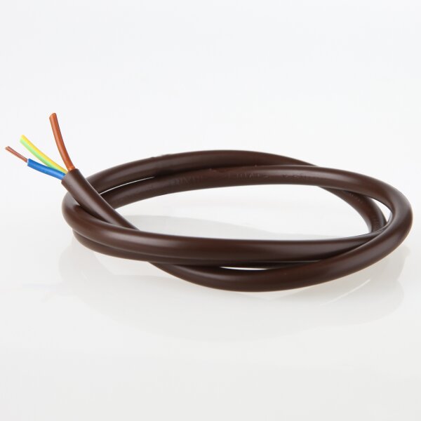 PVC-Lampenkabel braun 3-adrig 3x0,75 mm² H03VV-F – Rundkabel - Meterware