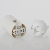 E14 Lampenfassung weiß, Glattmantel, 2-teilig, M10x1 IG, Thermoplast