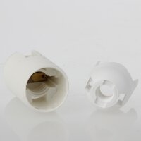 E14 Lampenfassung weiß, Gewindemantel, 2-teilig, M10x1 IG, Thermoplast