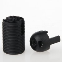 E14 Lampenfassung schwarz, Gewindemantel, 2-teilig, M10x1...