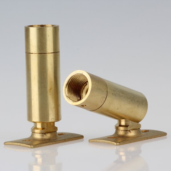 Lampen Dreh-Kippgelenk 16x56 mm, Messing roh, M10x1 Innengewinde mit Lasche
