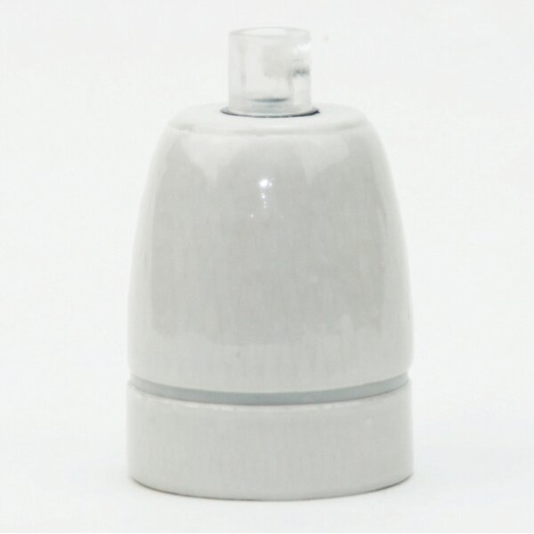 E27 Premium Porzellan-Lampenfassung glasiert, inkl. Kunststoff-Zugentlaster transparent 250V/4A M10x1 IG