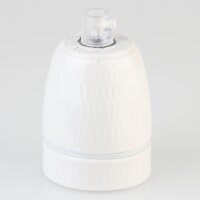 E27 Premium Porzellan-Lampenfassung glasiert, inkl. Kunststoff-Zugentlaster transparent 250V/4A M10x1 IG