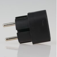 Steckdosen Adapter Schutzkontaktstecker- Adapter, schwarz mit 2 Eurosteckdosen
