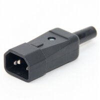 Kaltgerätestecker gerade schwarz 250V/10A 3-polig...