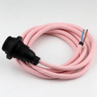 Textilkabel rosa mit E14 Fassung Kunststoff schwarz und 2...