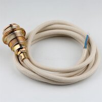 Textilkabel elfenbein mit E14 Fassung Metall vermessingt...