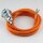 Textilkabel orange mit E14 Fassung Metall verchromt und 2 Schraubringe