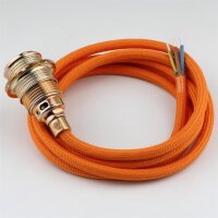 Textilkabel orange mit E14 Fassung Metall vermessingt und...