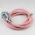 Textilkabel rosa mit E14 Fassung Metall verchromt und 2 Schraubringe
