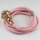 Textilkabel rosa mit E14 Fassung Metall vermessingt und 2 Schraubringe