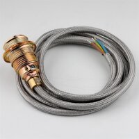 Textilkabel silber mit E14 Fassung Metall vermessingt und...