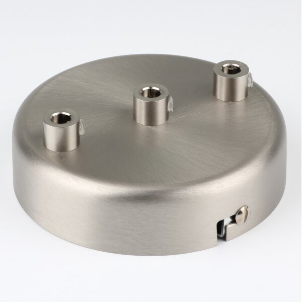 Lampen Zier-Baldachin Metall edelstahloptik Ø 100 mm für 3 Lampenpendel mit Metall-Zugentlaster