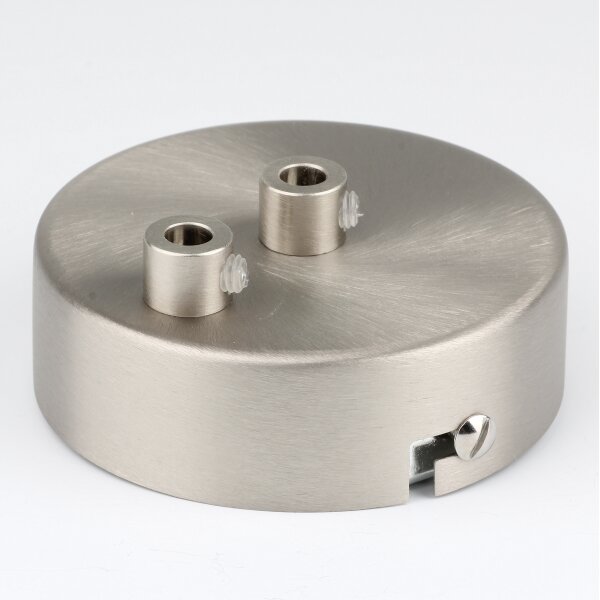 Lampen Zier-Baldachin Metall edelstahloptik Ø 80 mm für 2 Lampenpendel mit Metall-Zugentlaster