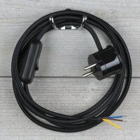Textilkabel Anschlussleitung 1,8m schwarz mit Schalter u....