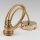 Textilkabel gold mit E27 Vintage Fassung Messing roh und Baldachin 80x25mm